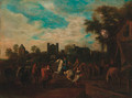 Grooms schooling horses before a tavern - (after) Gerrit Adriaensz Berckheyde