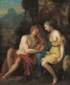 Seated classical lovers - (after) Gerard De Lairesse