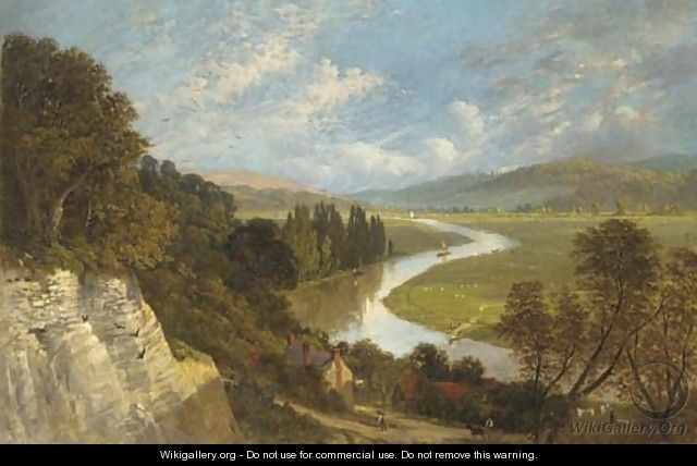 A sunlit river valley - (after) George Vicat Cole