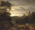 A family resting on a track, an abbey in an extensive landscape beyond - (after) George, Of Chichester Smith