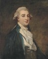 Portrait of a gentleman, bust-length, in a blue jacket and white cravat - (after) Romney, George