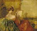 A lady sketching on a terrace - (after) George Richmond