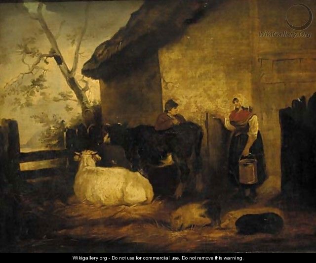 The milk maid and cow herd - (after) George Morland