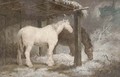 Horses on a winter's night - (after) George Morland