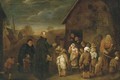 A clergyman visiting a village school - (after) Gillis Van Tilborgh