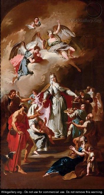 Saint Elizabeth of Thuringia distributing alms - (after) Giambattista Pittoni
