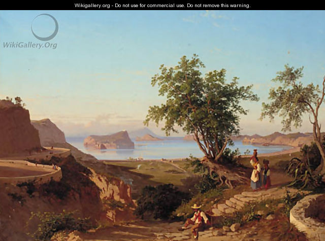 Neapolitan coastal landscape with Ischia and Capri beyond - (after) Giacinto Gigante
