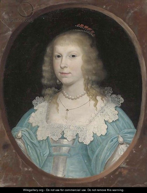 Portrait of a young lady, bust-length, in a trompe l