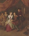 Elegant company courting in an interior - (after) Gerrit Lundens