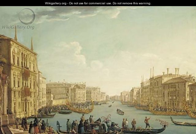 The regatta on Ascension Day in the Grand Canal, Venice, with the Palazzo Balbi on the left - (after) (Giovanni Antonio Canal) Canaletto