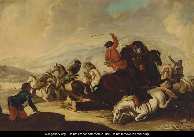 A cavalry skirmish - (after) Francesco Simonini