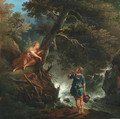 A Woodman and Nymph by a Waterfall - (after) Francesco Giuseppe Casanova