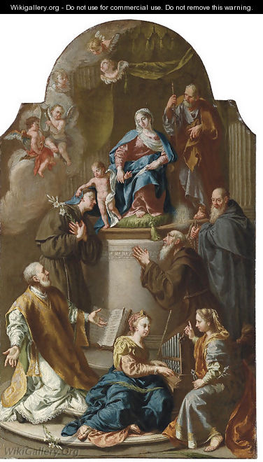 The Holy Family with Saints a ricordo - (after) Francesco Fontebasso