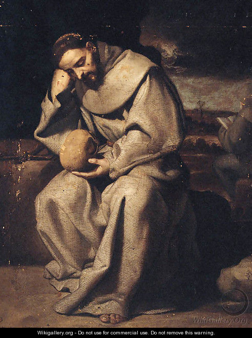 Saint Francis in meditation - (after) Francisco Ribalta