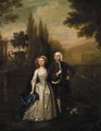 A lady and gentleman in the grounds of a country villa - (after) Hayman, Francis