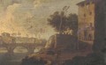 Figures before a bridge in an Italianate landscape - (after) Francesco Zuccarelli