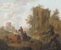 A landscape with figures conversing before ruins; and A river landscape with figures conversing before ruins - (after) Franz Ferg