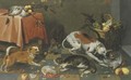 Dogs and cats fighting in a kitchen interior - (after) Frans Snyders