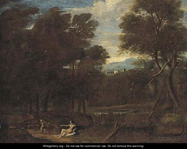Cupid and Venus in a classical landscape - (after) Gaspard Dughet