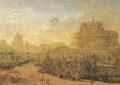 Rome, with the Ponte Sant'Angelo, the Castel Sant'Angelo and Saint Peter's beyond - (circle of) Wittel, Gaspar van (Vanvitelli)