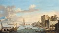 A capriccio of a Mediterranean harbour with a lighthouse - (circle of) Wittel, Gaspar van (Vanvitelli)