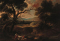 Drovers in a wooded landscape - (after) Gaspard Dughet Poussin