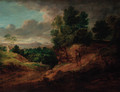 An extensive wooded landscape with figures - (after) Gainsborough Dupont