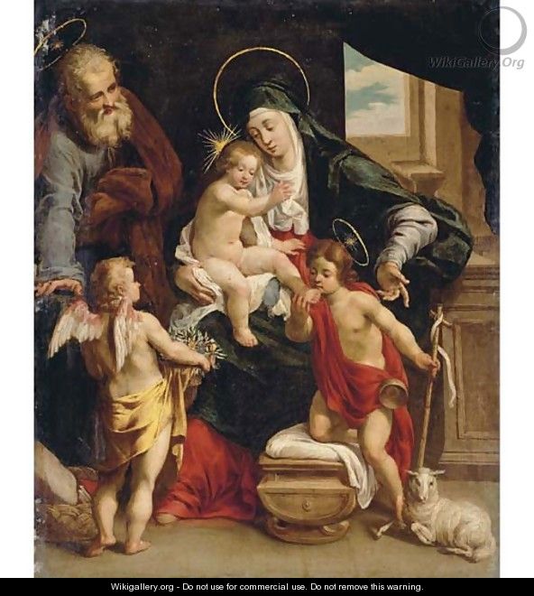The Holy Family with the Young Saint John the Baptist and an Angel - (after) Denys Calvaert