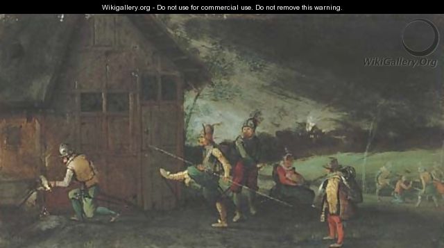 Soldiers looting a house - (after) David Vinckboons
