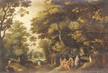 A wooded landscape with Saint John the Baptist in the wilderness - (after) David Vinckboons