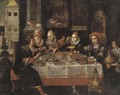 A banquet in an interior - (after) David Vinckboons