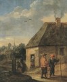 Travellers conversing outside an inn - (after) David The Younger Teniers