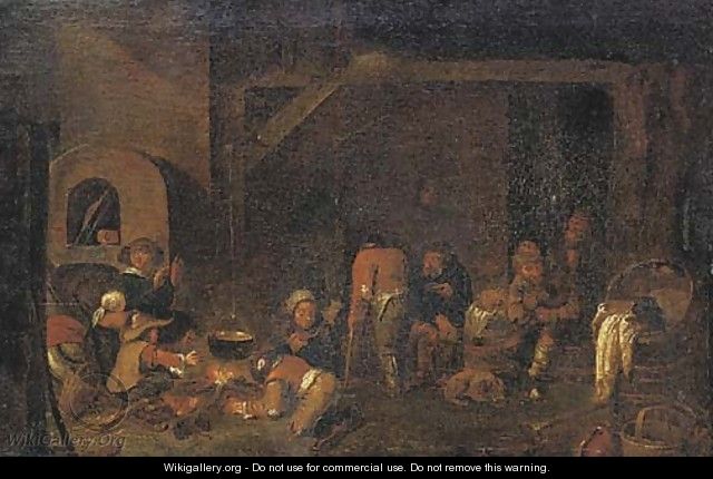Peasants in a kitchen - (after) Egbert Van Heemskerck