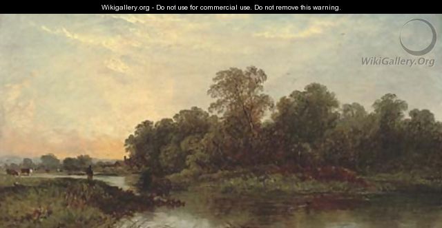 A river landscape at sunset - (after) Edwin Henry Boddington