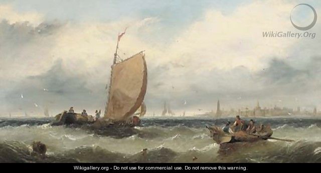Fishermen hauling in their nets - (after) Edwin Hayes