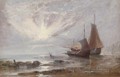 Loading the boats at low tide - (after) Edwin Hayes