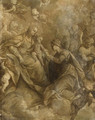 The Mystic Marriage of Saint Catherine of Alexandria, with angels and cherubim, en grisaille - (after) Donato Creti