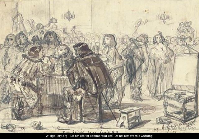 Une soiree sous Louis XIII - (after) Eugene Delacroix