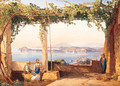 Figures Under A Pergola With The Bay Of Naples Beyond - (after) Ercole Gigante