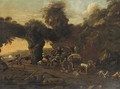 Travellers ambushed by brigands on a mountainous pass - (after) Francesco Giuseppe Casanova