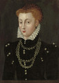 Portrait of a lady, traditionally identified as Mary Queen of Scots (1542-1587), half-length, in a black dress and white ruff with a gold necklace - (after) Clouet, Francois
