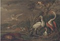 A fox chasing birds in a landscape - (after) Ferdinand Van Kessel