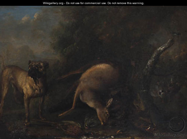 A Mastiff guarding dead Game - (after) Ferdinand Philipp De Hamilton
