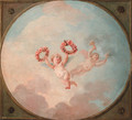 Putti desporting with a garland of flowers and flaming torches - (after) Charles-Dominique-Joseph Eisen