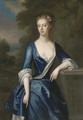 Portrait of a lady, three-quarter-length, traditionally identified as Elizabeth Patheriche, in a blue dress with a landscape beyond - (attr. to) Jervas, Charles