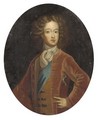 Portrait of a gentleman, half-lenght, wearing the Knight of the Garter, in a red jacket and white cravat - (attr. to) Jervas, Charles