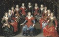 Twelve noblewomen seated in a garden - (after) Claude Deruet