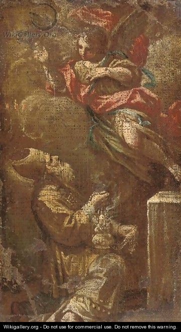 An Angel appearing to a Bishop in a vision a fragment - (after) Corrado Giaquinto