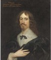 Portrait of Edward Holte Esq., half-length, wearing a black coat, white shirt and black tie, his right hand on his chest - (after) Johnson, Cornelius I