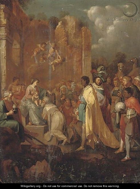 The Adoration of the Magi - (after) Cornelis Van Poelenburgh